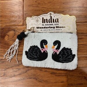 Beaded Travel Pouch - Black and White